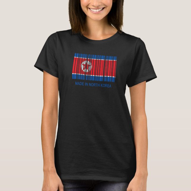 Made in North Korea Flag Barcode T-Shirt (Front)