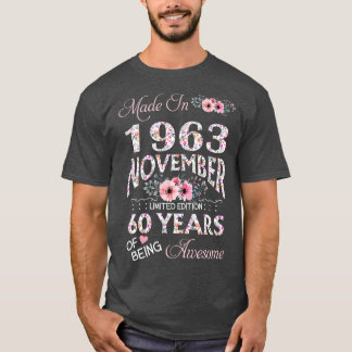 Made In October 1963 Floral 60 Years Old Of Being  T-Shirt