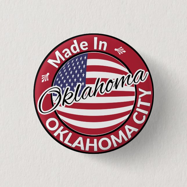 Made in Oklahoma City Oklahoma USA Flag 3 Cm Round Badge (Front)