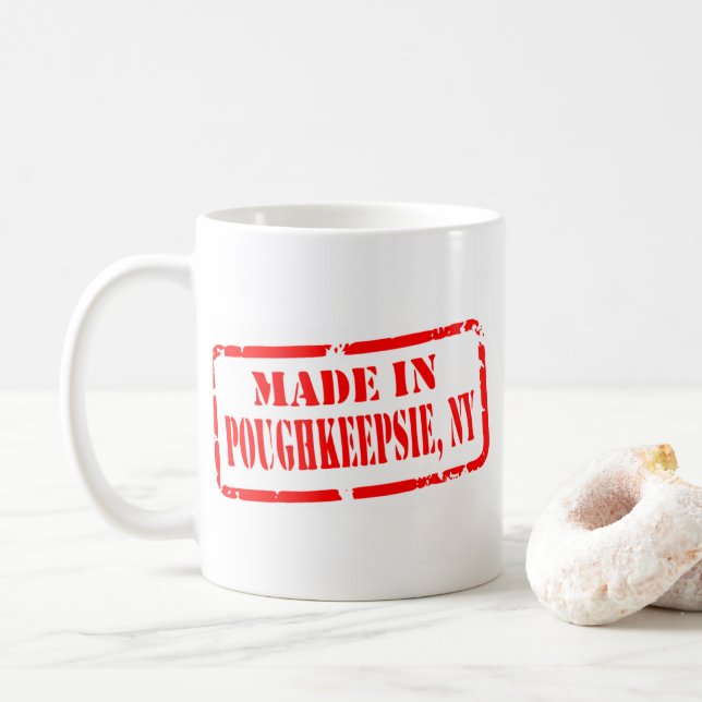 Made In Poughkeepsie - Red Coffee Mug (With Donut)