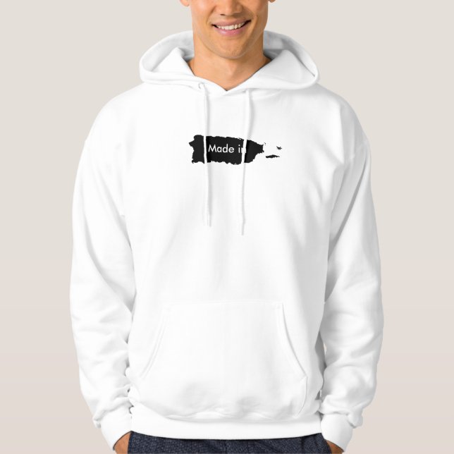 Made in Puerto Rico. Black Puerto Rican Map Hoodie (Front)
