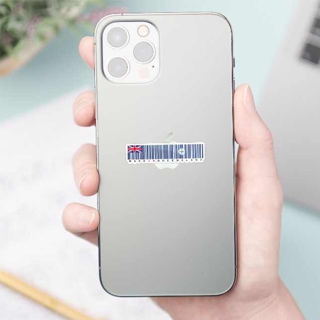 Made in Queensland Barcode Flag Sticker (Phone)