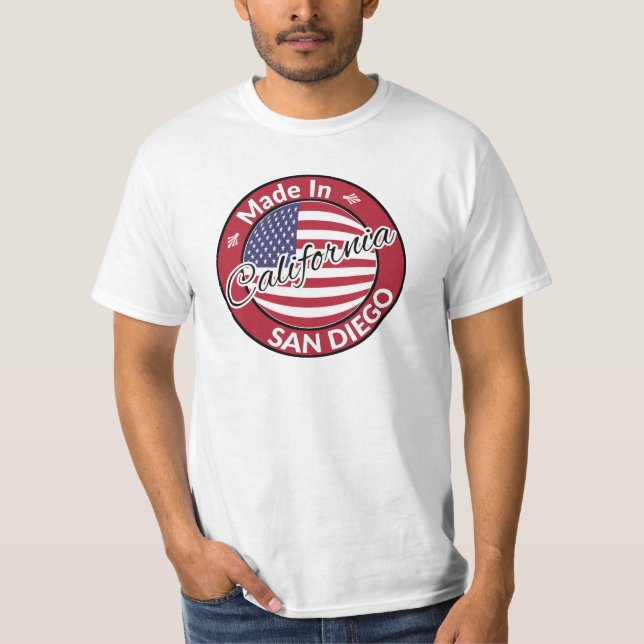 Made in San Diego California Stars Stripes Flag T-Shirt (Front)