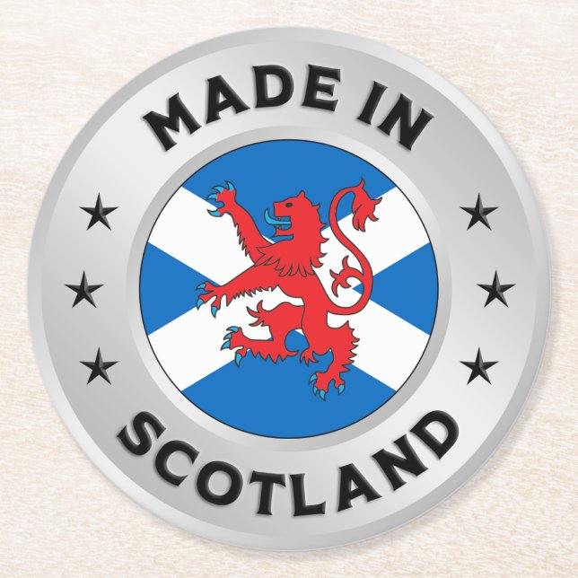 Made In Scotland Round Paper Coaster (Front)