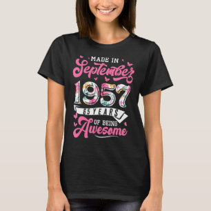 Made In September 1957 Floral 65 Yr Old 65th Birth T-Shirt