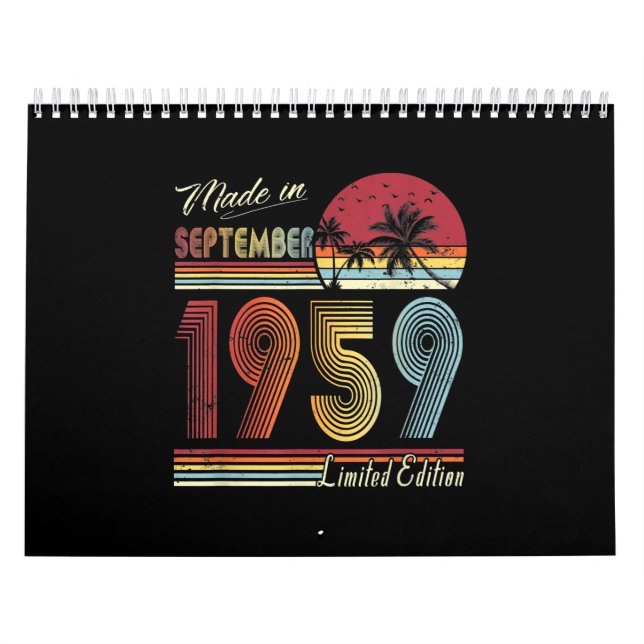 Made In September 1959 62 Year Old 62th Birthday Calendar (Cover)