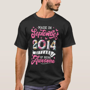 Made In September 2014 Floral 8 Yr Old 8th Birthda T-Shirt