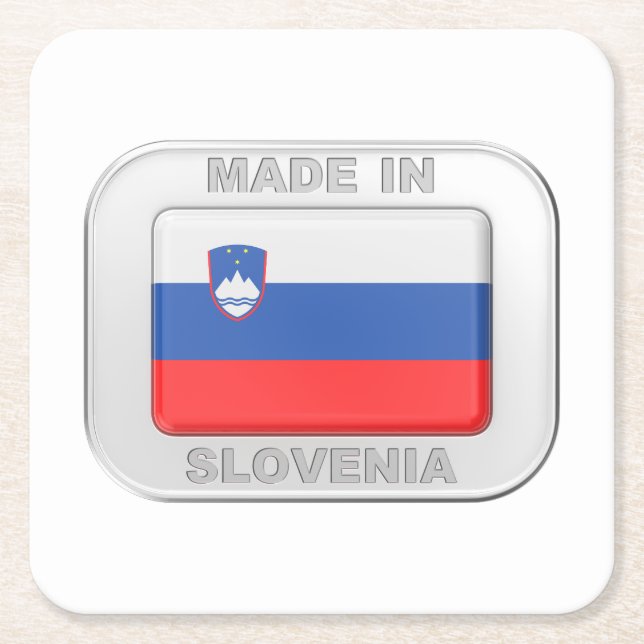 Made in Slovenia Square Paper Coaster (Front)