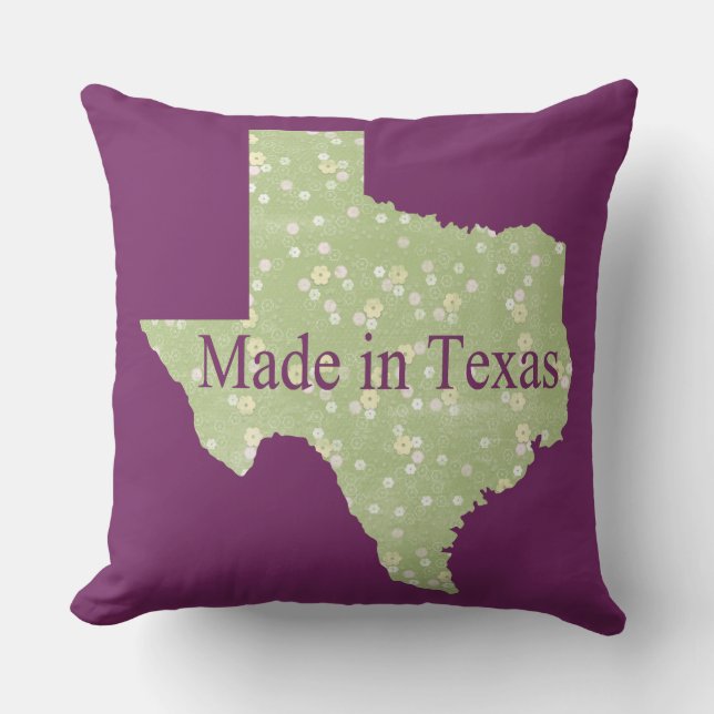 Made in Texas Purple Square Throw Pillow (Front)
