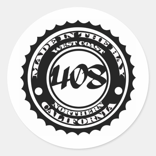 Made in the 408 classic round sticker (Front)