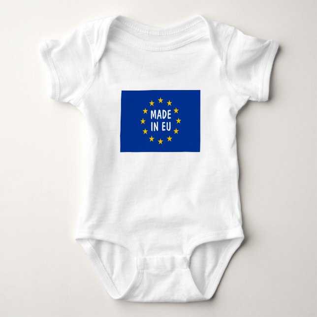 Made in the EU European Union flag funny one piece Baby Bodysuit (Front)