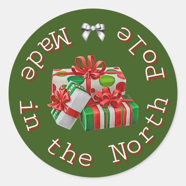 Made in the North Pole large Christmas Classic Round Sticker (Front)