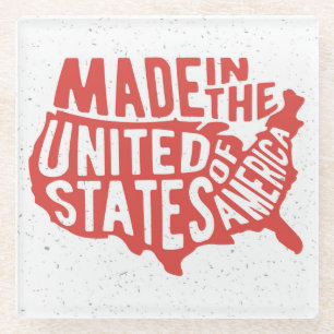 Made in the United States of America Typography Glass Coaster