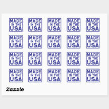 Made in the USA Blue Square Sticker