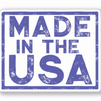 Made in the USA Blue Square Sticker