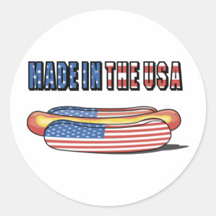 Made in the USA Patriotic Hot Dog Classic Round Sticker
