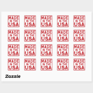 Made in the USA Red Square Sticker
