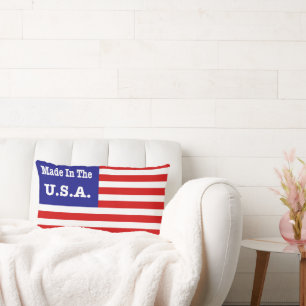 Made In The USA Red White And Blue American Flag Lumbar Cushion