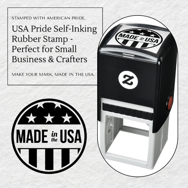 Made In The USA Rubber Stamp (USA Pride Self-Inking Rubber Stamp - Perfect for Small Business & Crafters)