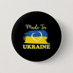 Made In Ukraine Ukrainian Flag Heart 6 Cm Round Badge