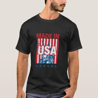 Made in USA America Patriots Motif with USA Flag  T-Shirt
