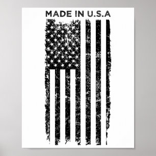 Made In Usa American Flag Patriotic 4th Of July  Poster