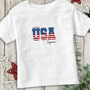 Made in USA American Flag Patriotic 4th Of July Toddler T-Shirt