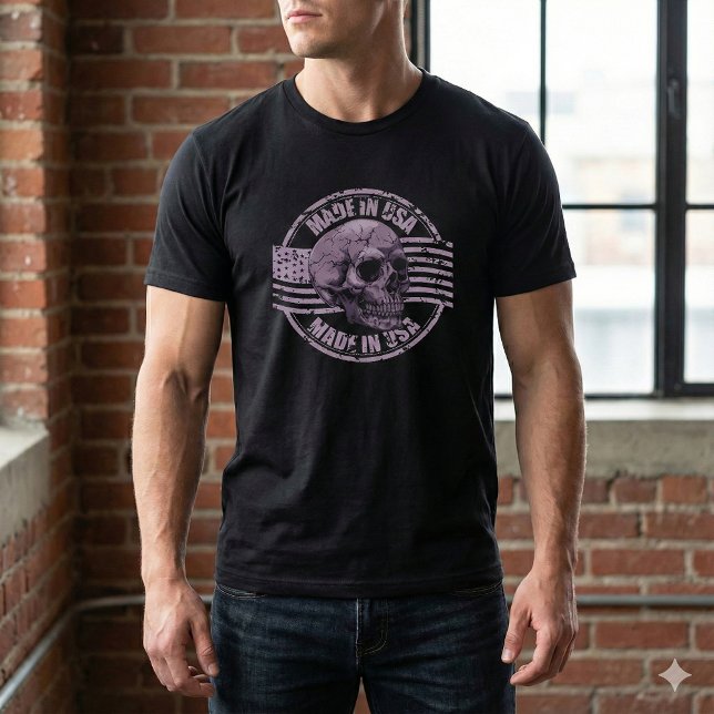 Made in USA Distressed Purple Skull Men's T-Shirt (Creator Uploaded)