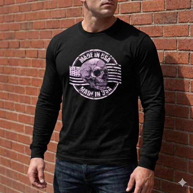 Made in USA Distressed Purple Skull Men's T-Shirt Tri-Blend Shirt (Creator Uploaded)