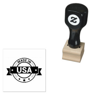 MADE IN USA Printed Logo Country Tourist Black  Rubber Stamp