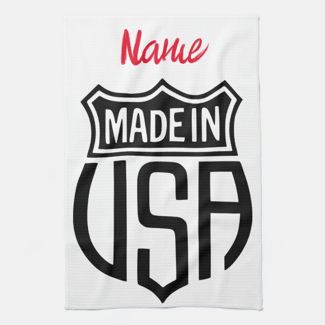 Made in USA Sign Thunder_Cove Tea Towel (Vertical)
