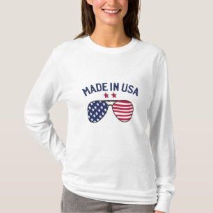 Made in USA United States US Flag Sunglasses T-Shirt
