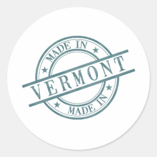 Made In Vermont Stamp Style Logo Symbol Green Classic Round Sticker