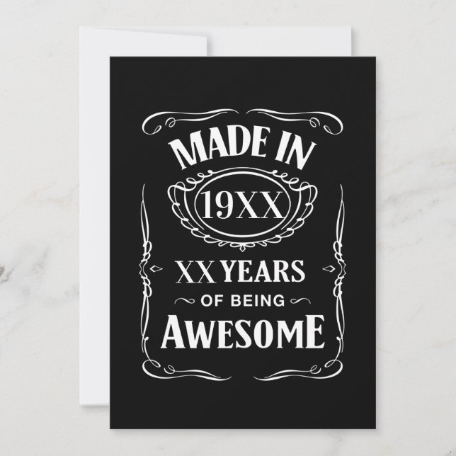 Made in year XX years of being awesome custom bday Invitation (Front)