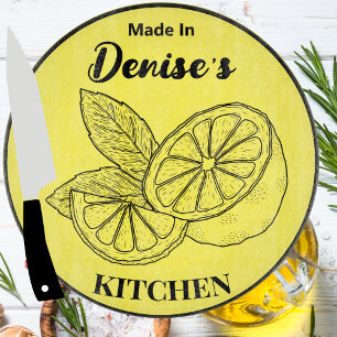 Made In [Your Name] Kitchen Lemons Any Colour Cutting Board