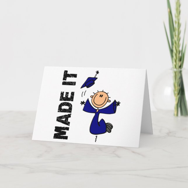 MADE IT Stick Figure Graduation Card (Front)