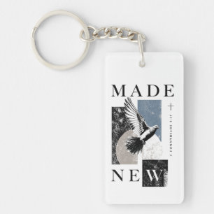 Made New 2 Corinthians 5:17 Brutalist Dove Baptism Key Ring