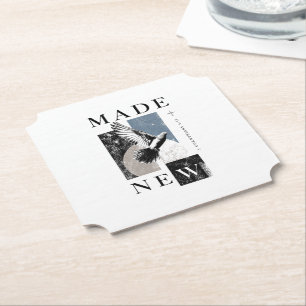 Made New 2 Corinthians 5:17 Brutalist Dove Baptism Paper Coaster