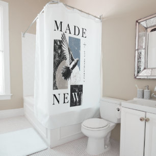 Made New 2 Corinthians 5:17 Brutalist Dove Baptism Shower Curtain