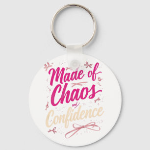 Made Of Chaos And Confidence Sassy Pink Key Ring