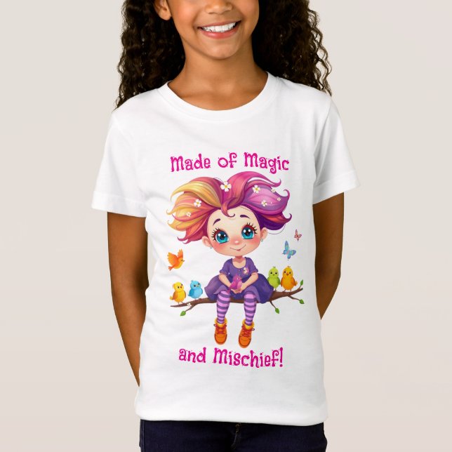 Made of Magic and Mischief Rainbow Pixie and Birds T-Shirt (Front)