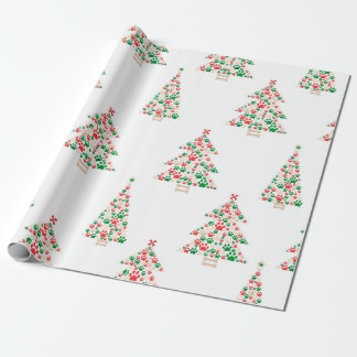 Made of paw print Christmas tree Wrapping Paper