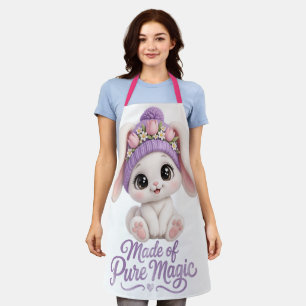 Made Of Pure Magic Cute Baby Bunny Pink Bodysuit Apron