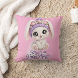 Made Of Pure Magic Cute Baby Bunny Pink Bodysuit Cushion