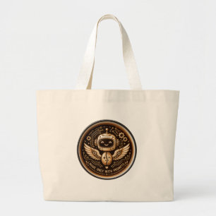 Made Only With Prompts Funny AI Coffee Robot Large Tote Bag