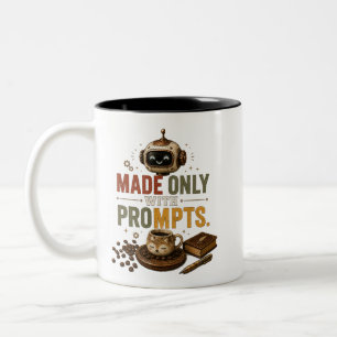 Made Only With Prompts Funny Ai Coffee Robot Retro Two-Tone Coffee Mug