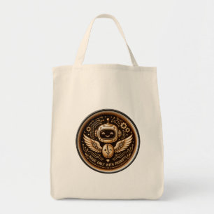 Made Only With Prompts Funny AI Coffee Robot Tote Bag