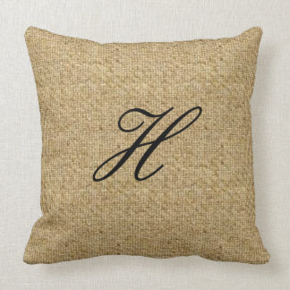 Made to Order Monogrammed Burlap Pattern Throw Pil Cushion