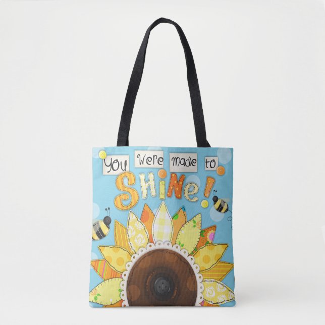 "Made to Shine" Inspirational Tote Bag (Front)