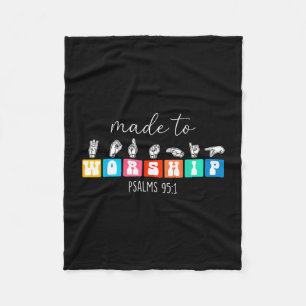 Made to worship asl american sign language fleece blanket